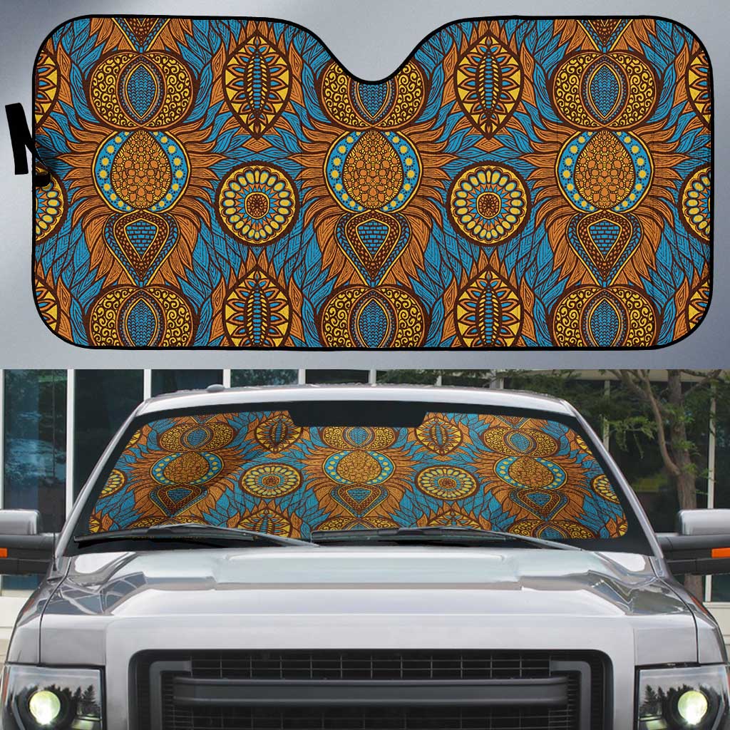 Tribal Earth African Ankara Pattern Auto Sun Shade