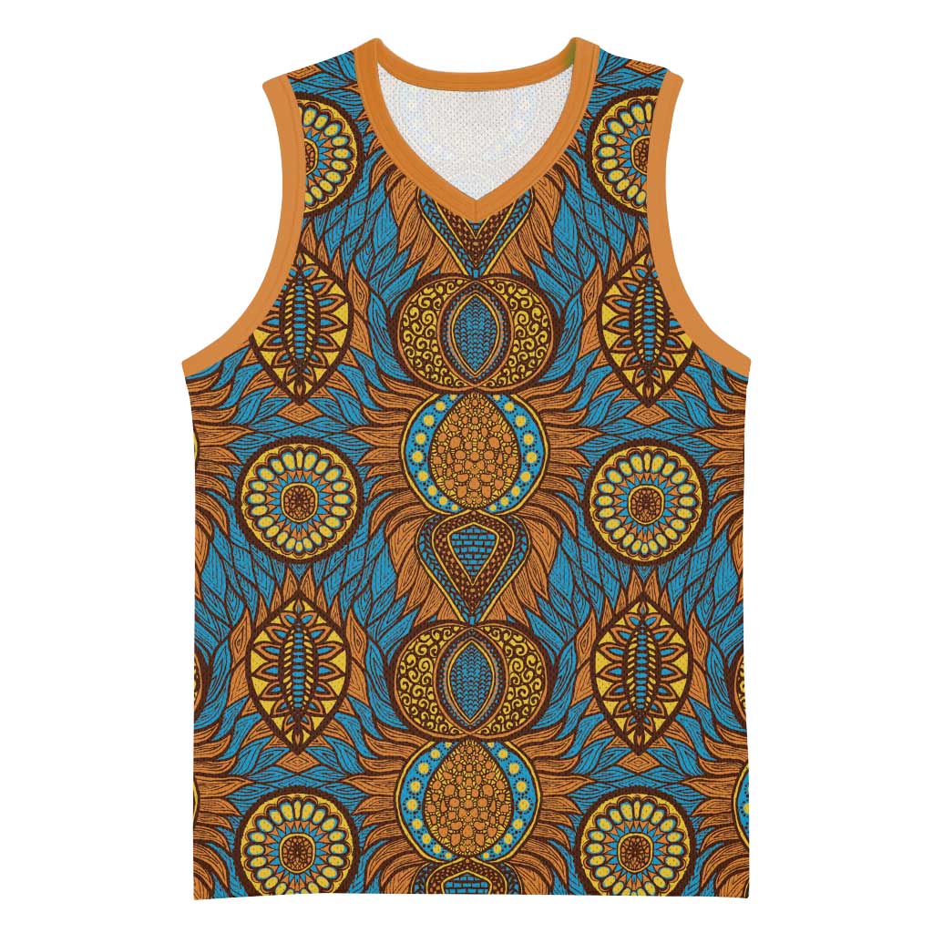 Tribal Earth African Ankara Pattern Basketball Jersey