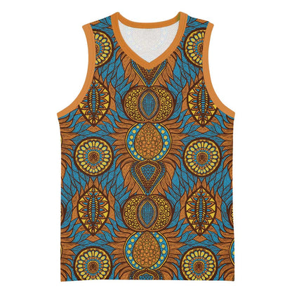 Tribal Earth African Ankara Pattern Basketball Jersey