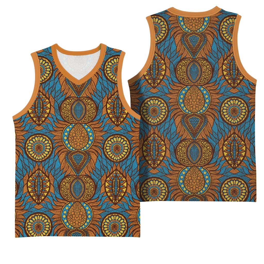 Tribal Earth African Ankara Pattern Basketball Jersey