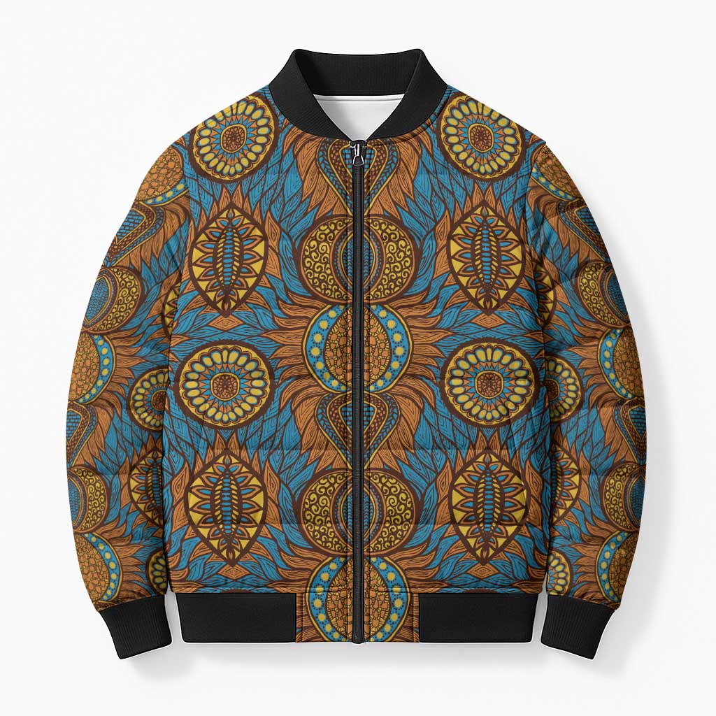 Tribal Earth African Ankara Pattern Bomber Puffer Jacket
