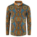 Tribal Earth African Ankara Pattern Button Sweatshirt