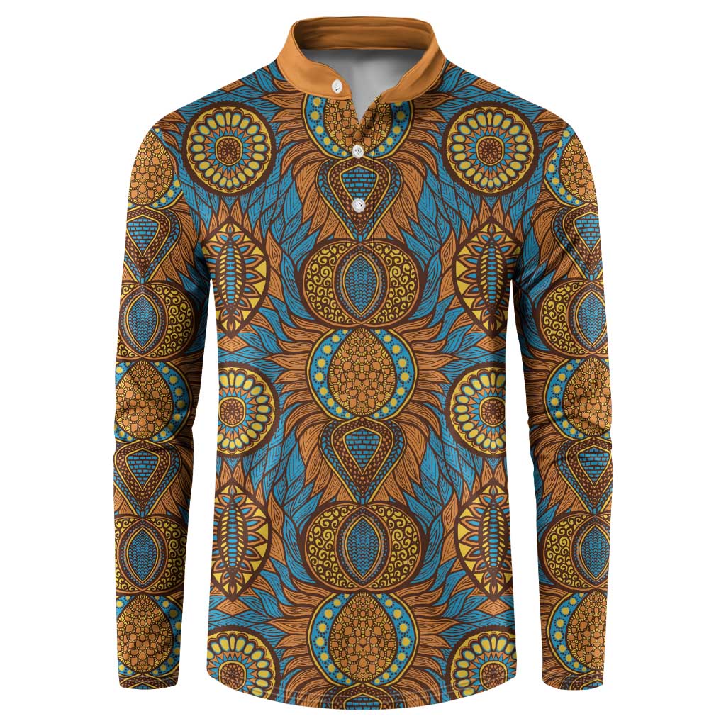 Tribal Earth African Ankara Pattern Button Sweatshirt