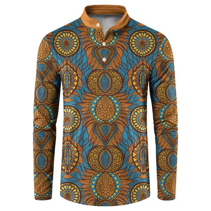 Tribal Earth African Ankara Pattern Button Sweatshirt