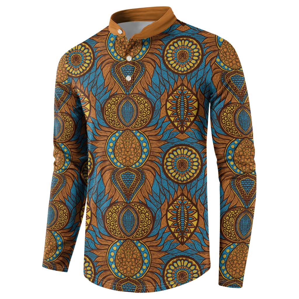 Tribal Earth African Ankara Pattern Button Sweatshirt