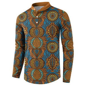 Tribal Earth African Ankara Pattern Button Sweatshirt