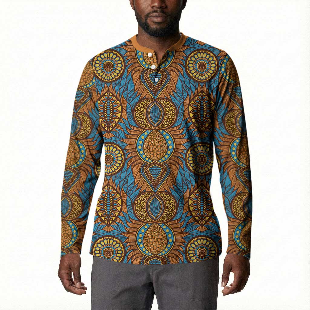 Tribal Earth African Ankara Pattern Button Sweatshirt