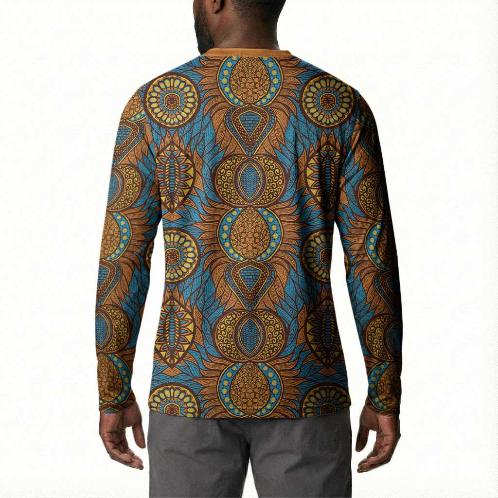 Tribal Earth African Ankara Pattern Button Sweatshirt
