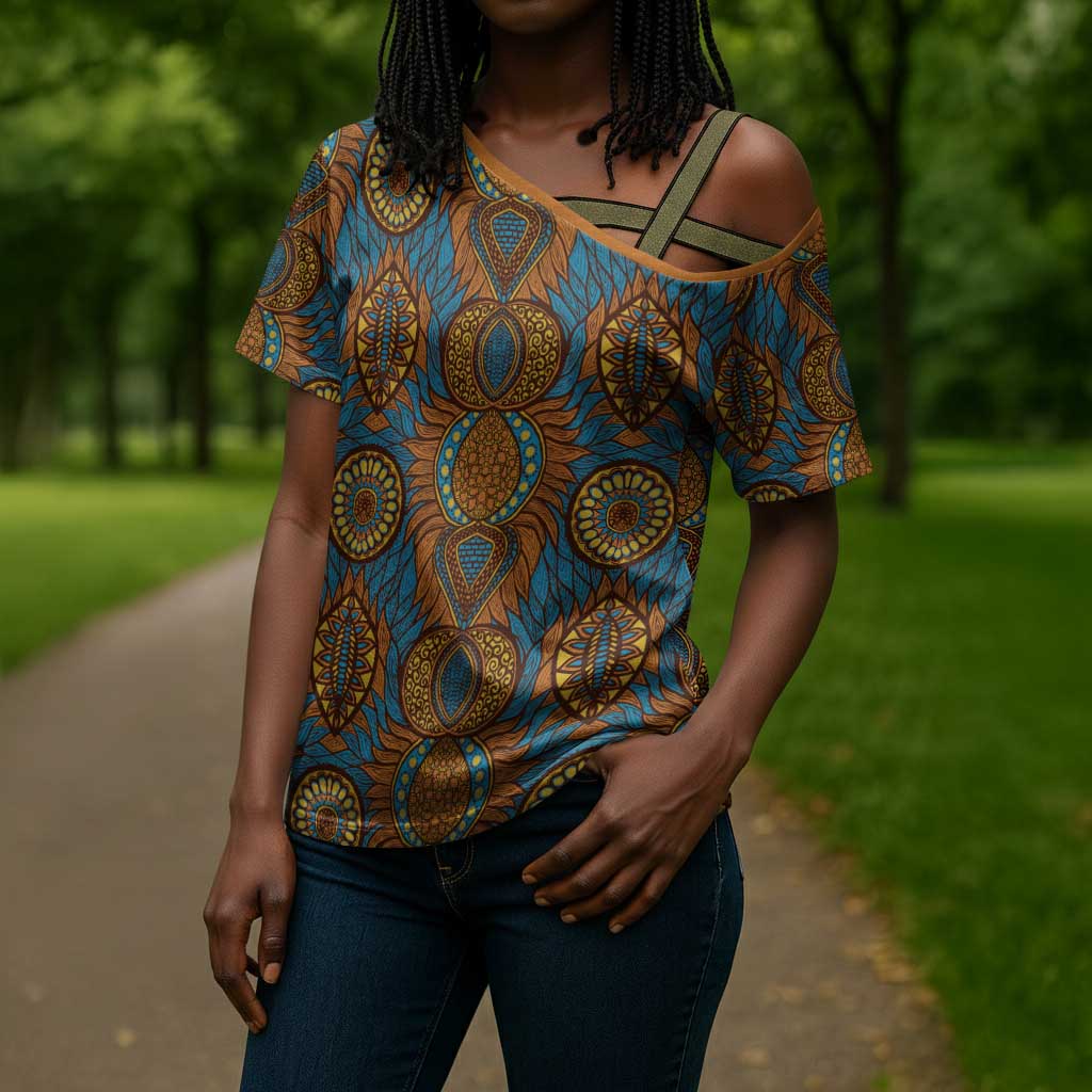 Tribal Earth African Ankara Pattern Cross Shoulder Shirt