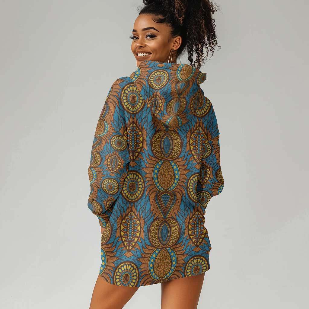 Tribal Earth African Ankara Pattern Hoodie Dress