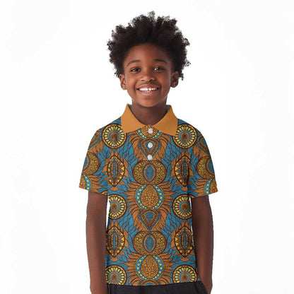 Tribal Earth African Ankara Pattern Kid Polo Shirt