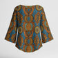 Tribal Earth African Ankara Pattern Kimono Sleeve Blouse