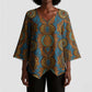 Tribal Earth African Ankara Pattern Kimono Sleeve Blouse