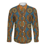 Tribal Earth African Ankara Pattern Long Sleeve Button Shirt