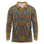 Tribal Earth African Ankara Pattern Long Sleeve Polo Shirt
