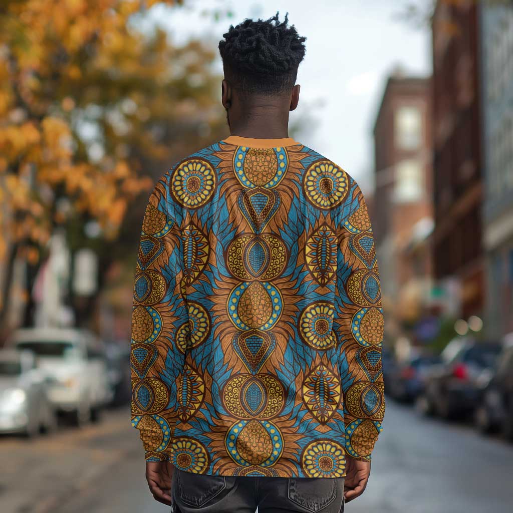 Tribal Earth African Ankara Pattern Long Sleeve Shirt