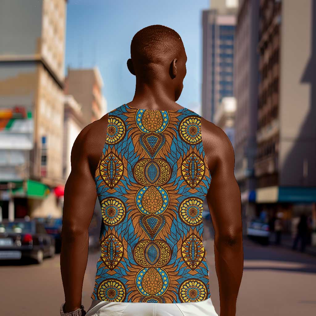 Tribal Earth African Ankara Pattern Men Tank Top
