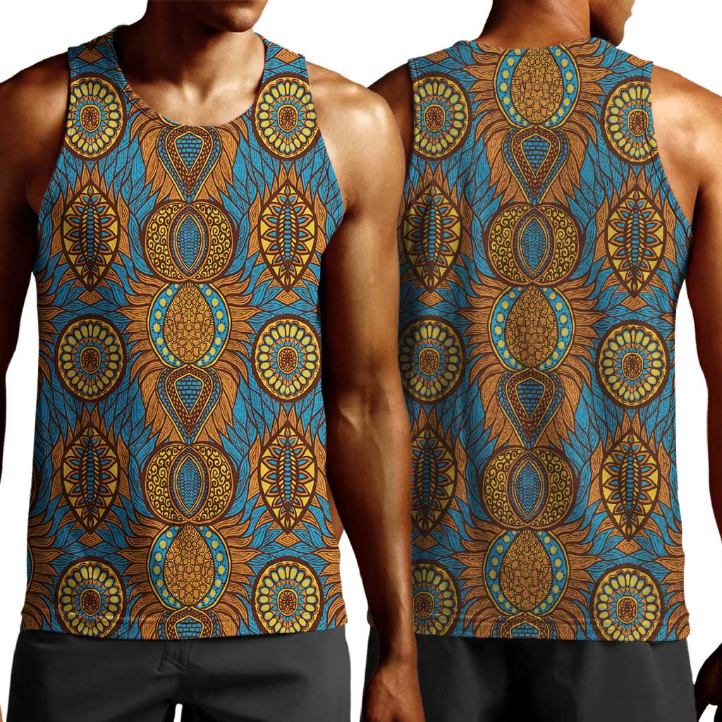 Tribal Earth African Ankara Pattern Men Tank Top