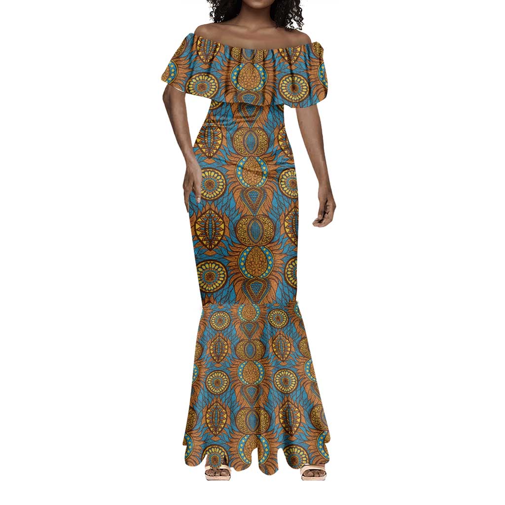 Tribal Earth African Ankara Pattern Mermaid Dress