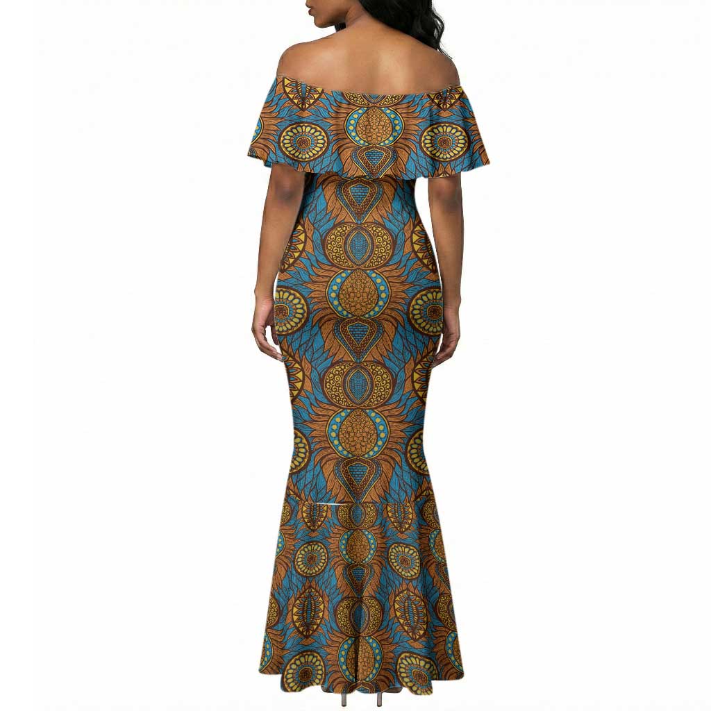 Tribal Earth African Ankara Pattern Mermaid Dress