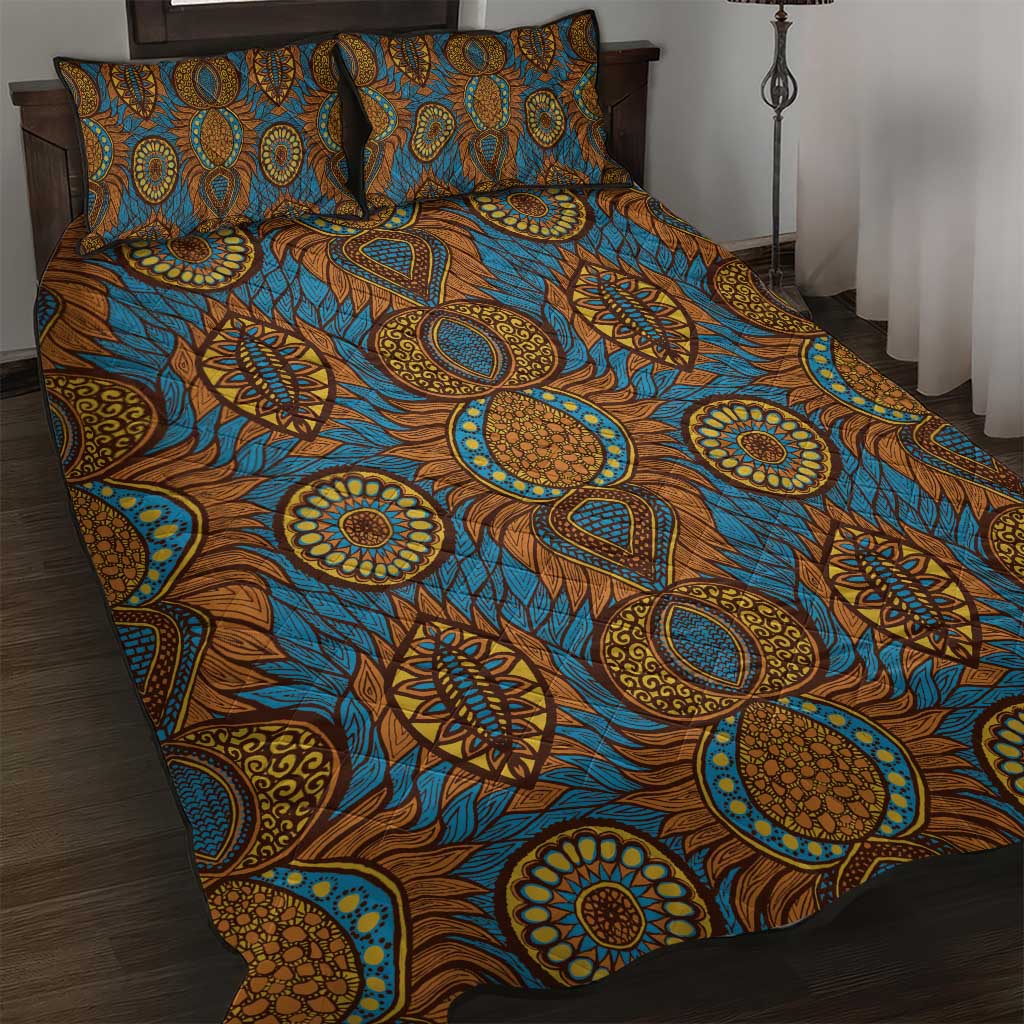 Tribal Earth African Ankara Pattern Quilt Bed Set