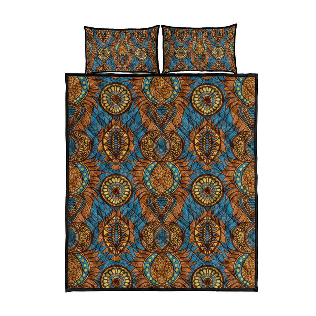 Tribal Earth African Ankara Pattern Quilt Bed Set