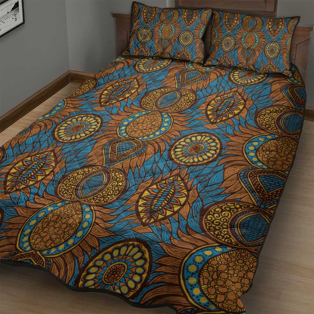 Tribal Earth African Ankara Pattern Quilt Bed Set