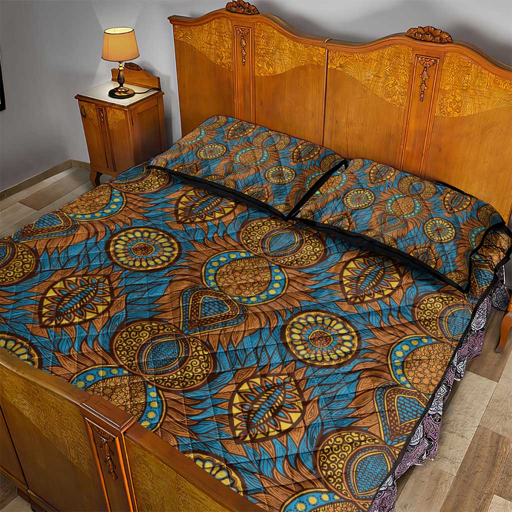Tribal Earth African Ankara Pattern Quilt Bed Set