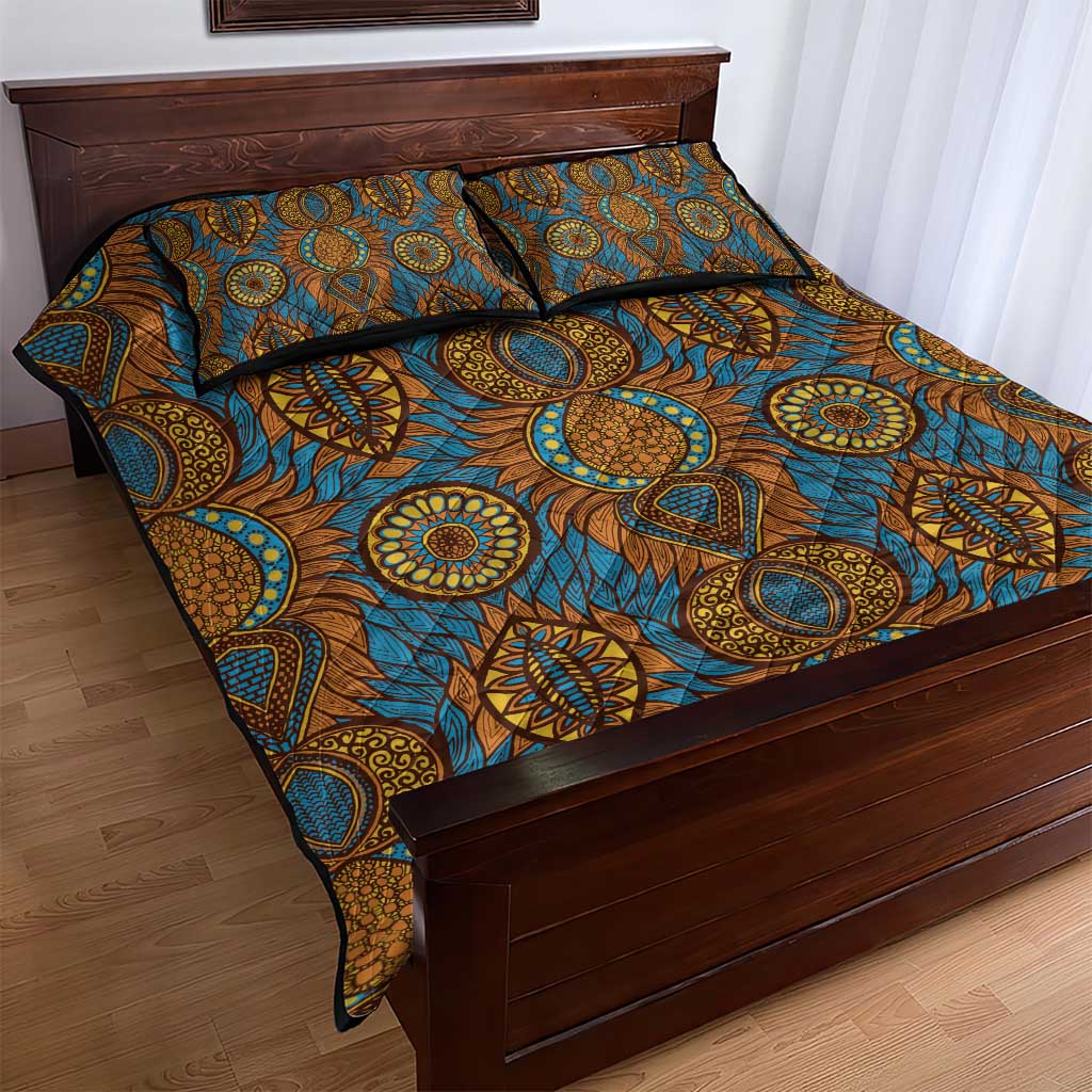 Tribal Earth African Ankara Pattern Quilt Bed Set