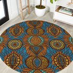 Tribal Earth African Ankara Pattern Round Carpet