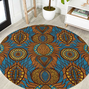 Tribal Earth African Ankara Pattern Round Carpet
