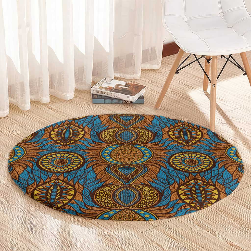 Tribal Earth African Ankara Pattern Round Carpet