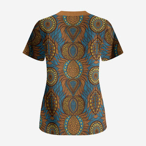 Tribal Earth African Ankara Pattern Scrub Top