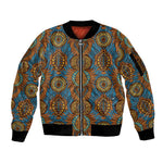 Tribal Earth African Ankara Pattern Sleeve Zip Bomber Jacket