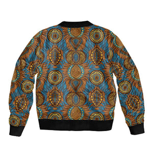 Tribal Earth African Ankara Pattern Sleeve Zip Bomber Jacket