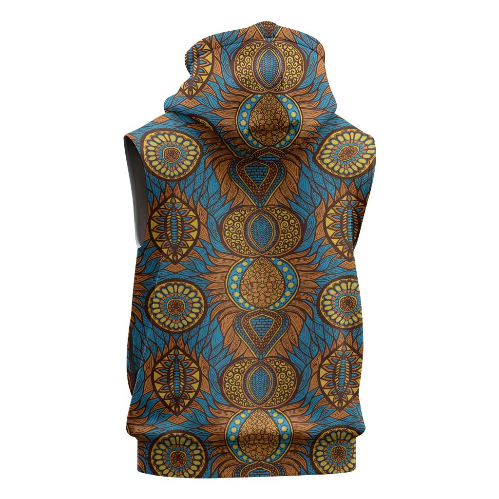 Tribal Earth African Ankara Pattern Sleeveless Hoodie