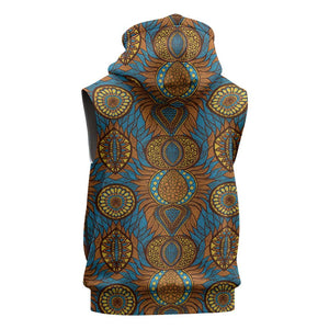 Tribal Earth African Ankara Pattern Sleeveless Hoodie