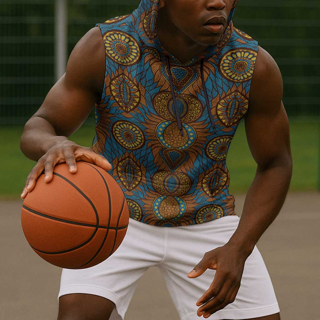 Tribal Earth African Ankara Pattern Sleeveless Hoodie