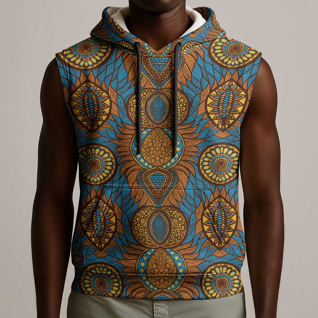 Tribal Earth African Ankara Pattern Sleeveless Hoodie