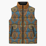 Tribal Earth African Ankara Pattern Sleeveless Puffer Jacket
