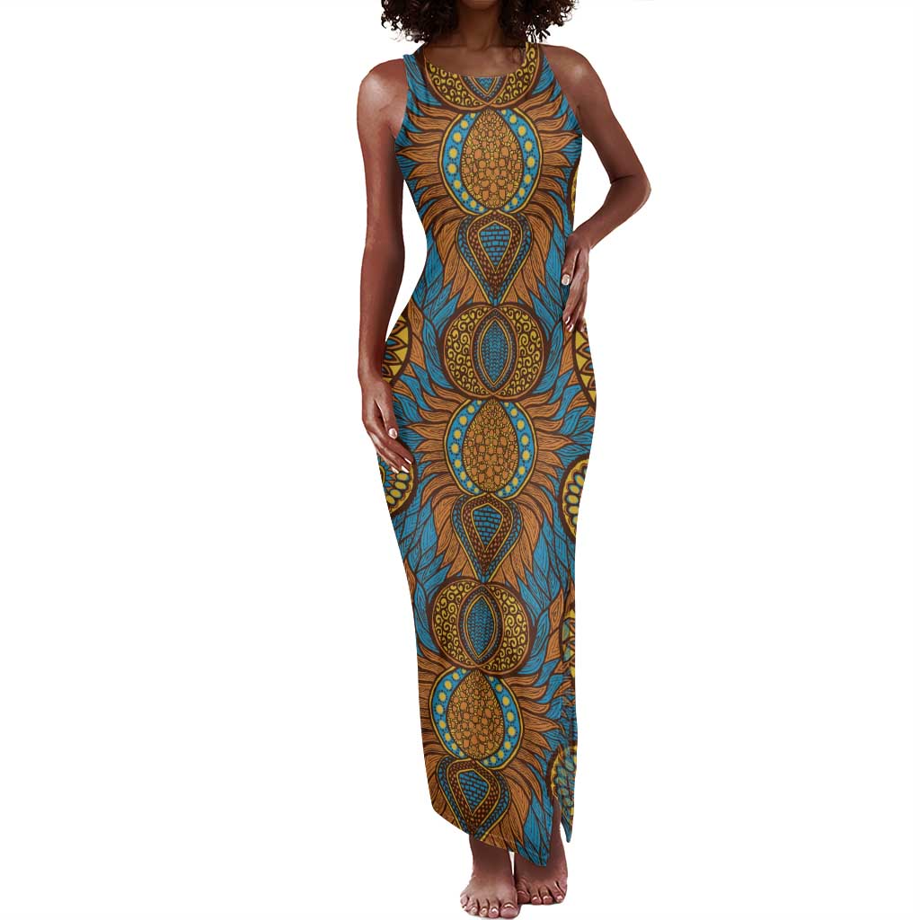 Tribal Earth African Ankara Pattern Tank Maxi Dress