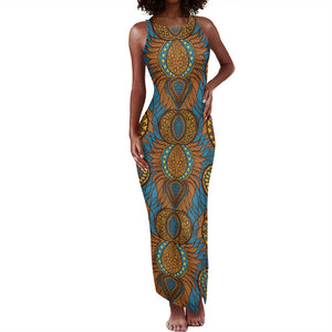 Tribal Earth African Ankara Pattern Tank Maxi Dress