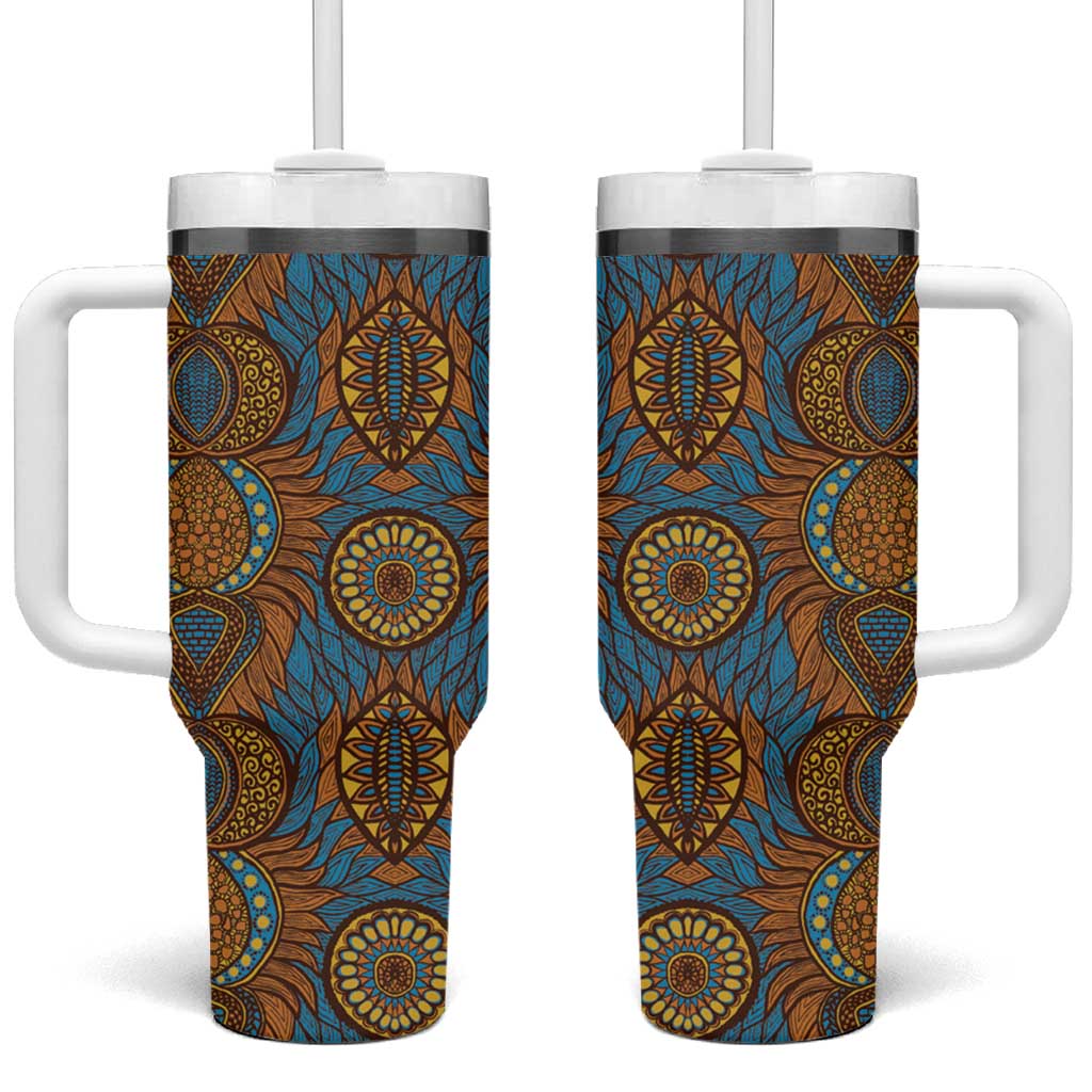 Tribal Earth African Ankara Pattern Tumbler With Handle