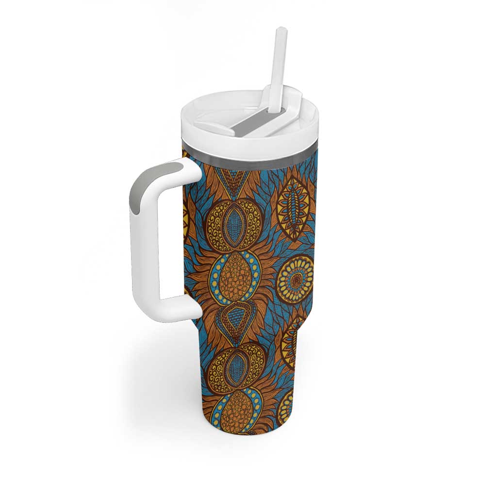 Tribal Earth African Ankara Pattern Tumbler With Handle
