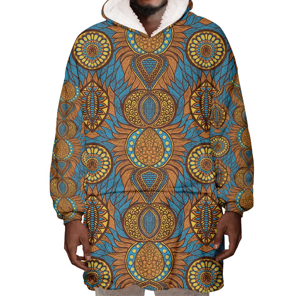 Tribal Earth African Ankara Pattern Wearable Blanket Hoodie