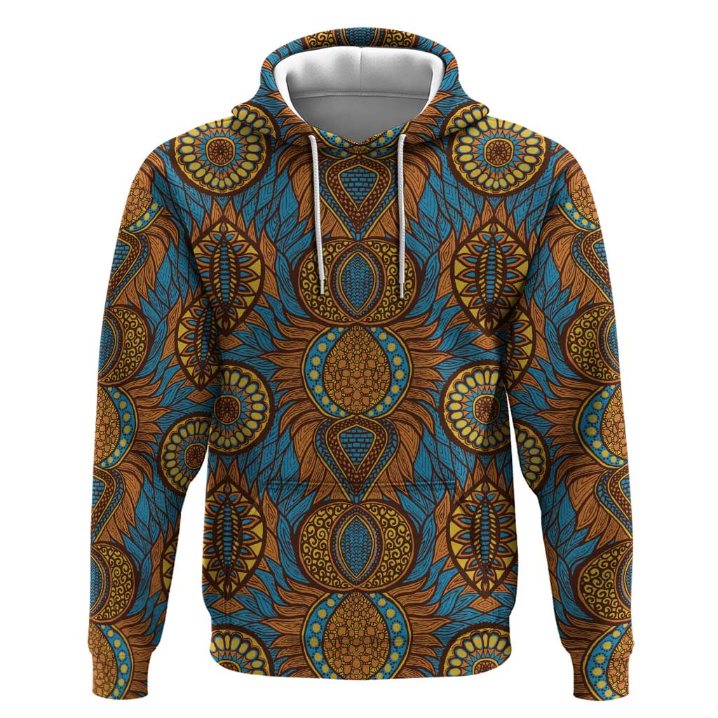 Tribal Earth African Ankara Pattern Zip Hoodie