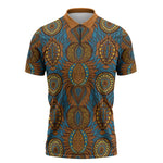 Tribal Earth African Ankara Pattern Zipper Polo Shirt