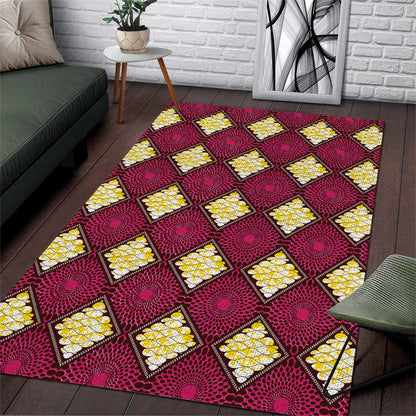 Ruby Gold African Ankara Pattern Area Rug