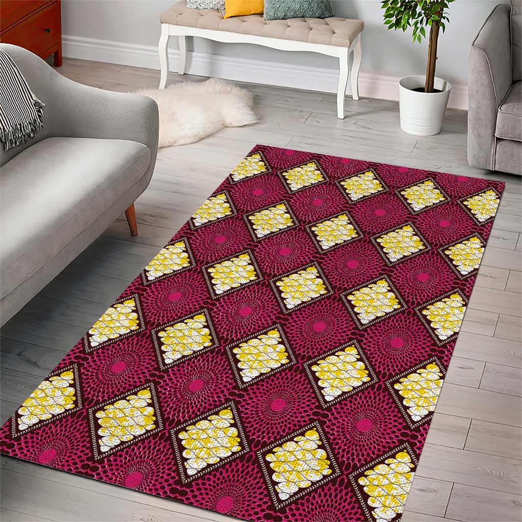 Ruby Gold African Ankara Pattern Area Rug