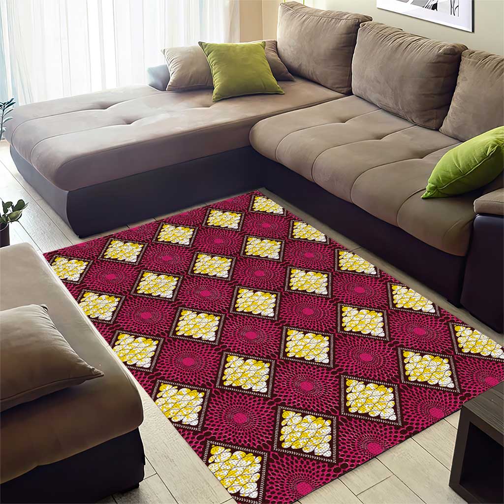 Ruby Gold African Ankara Pattern Area Rug